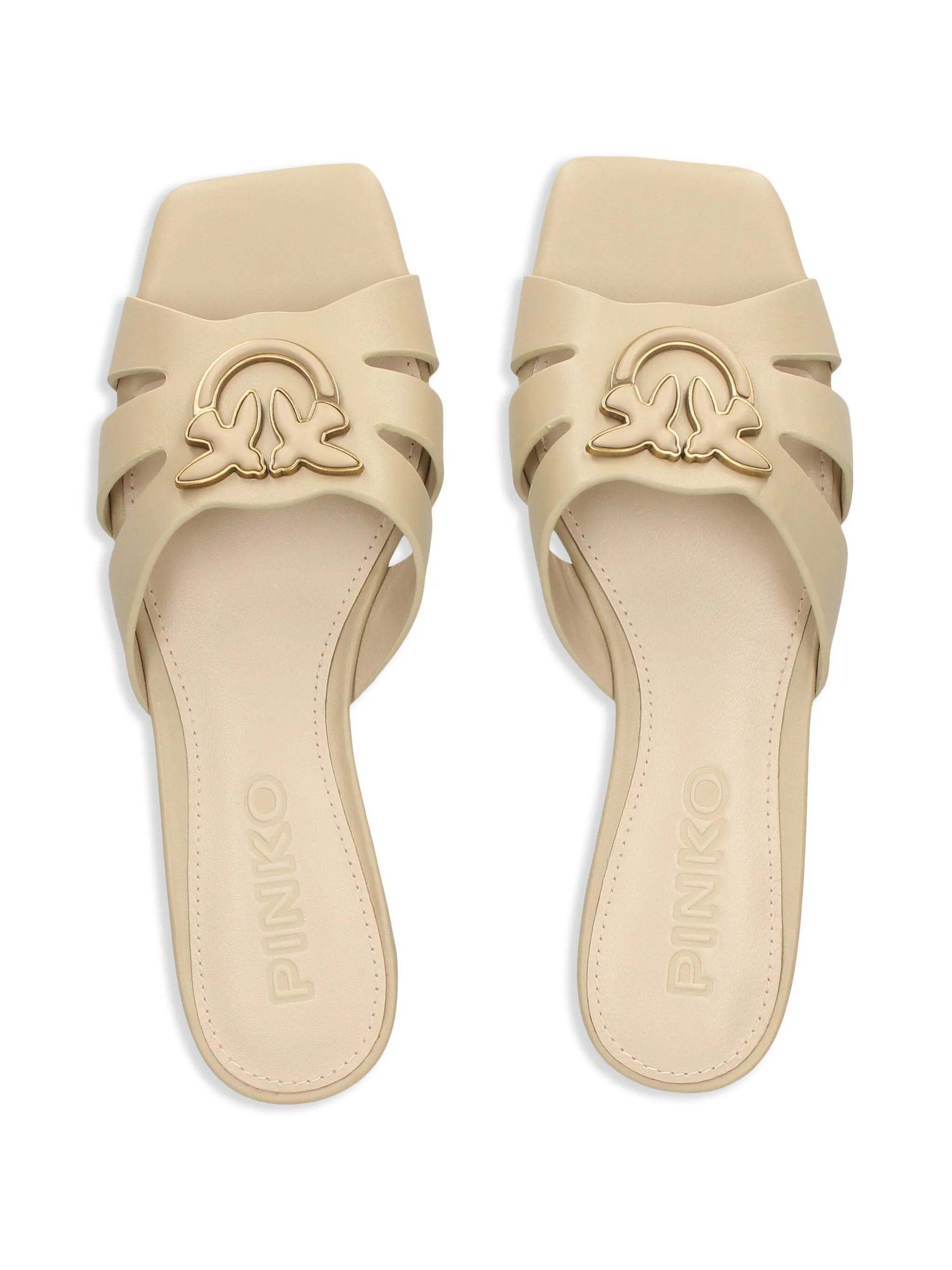 Pinko ciabatta Marli in pelle con logo beige SD0313P003 I35 PINKO