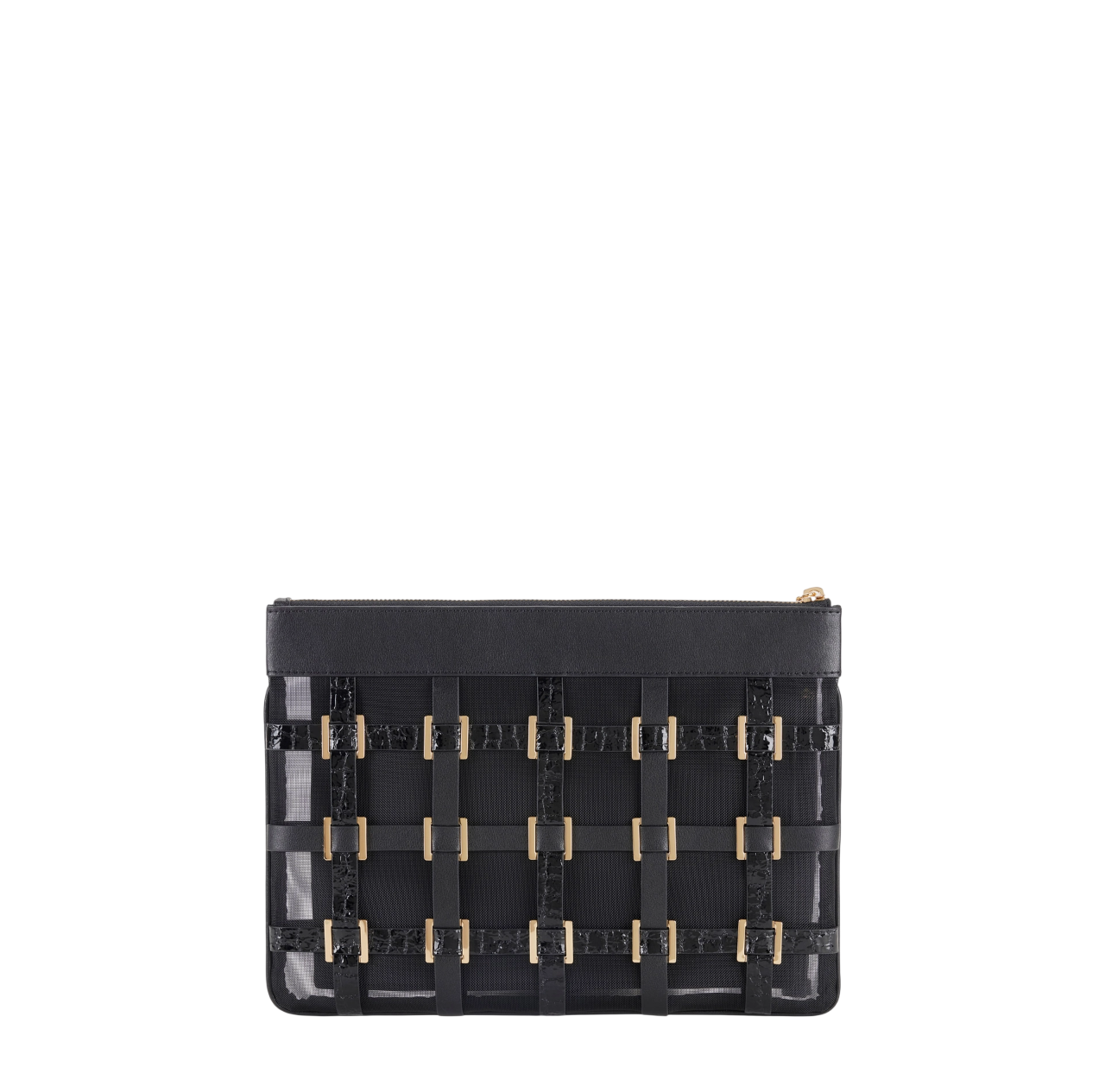 Elisabetta Franchi pochette a rete con dettagli gioiello nero BS03A62 110 ELISABETTA FRANCHI