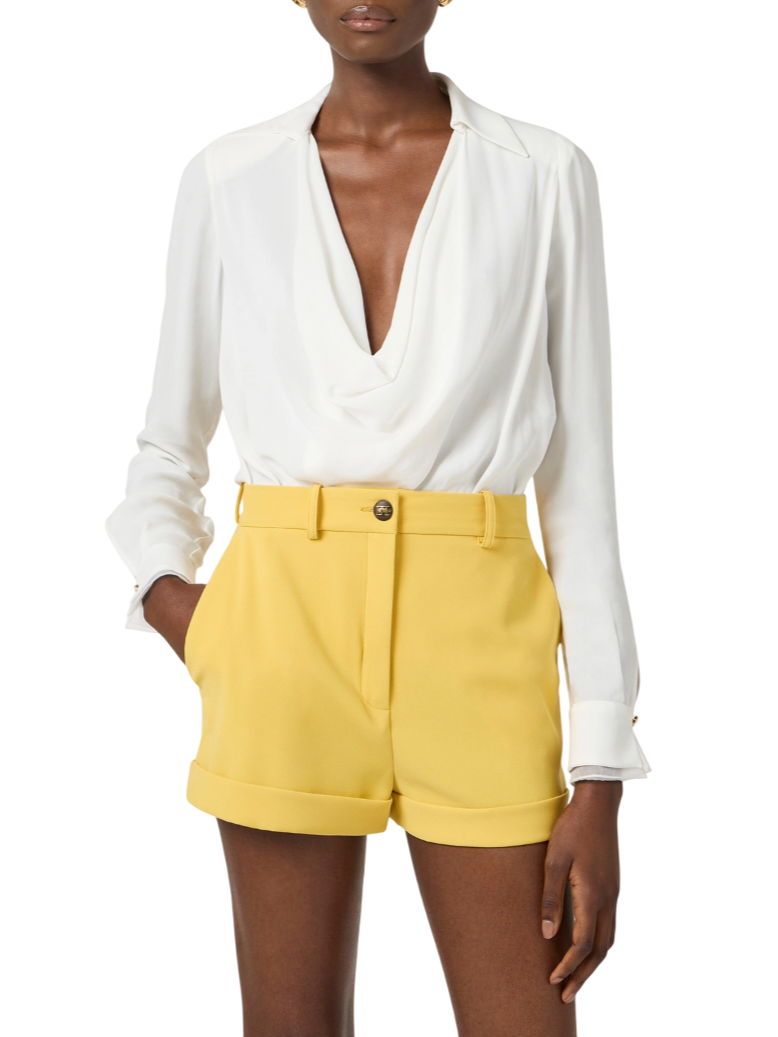 Elisabetta Franchi camicia body in georgette avorio CB00261 360 ELISABETTA FRANCHI