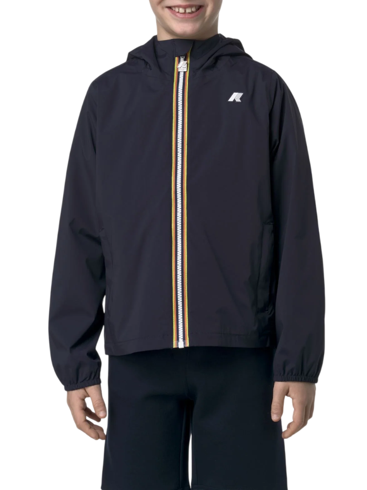 K-Way giubbino leggero antivento Jack con cappuccio blu K41335W K89 K-WAY