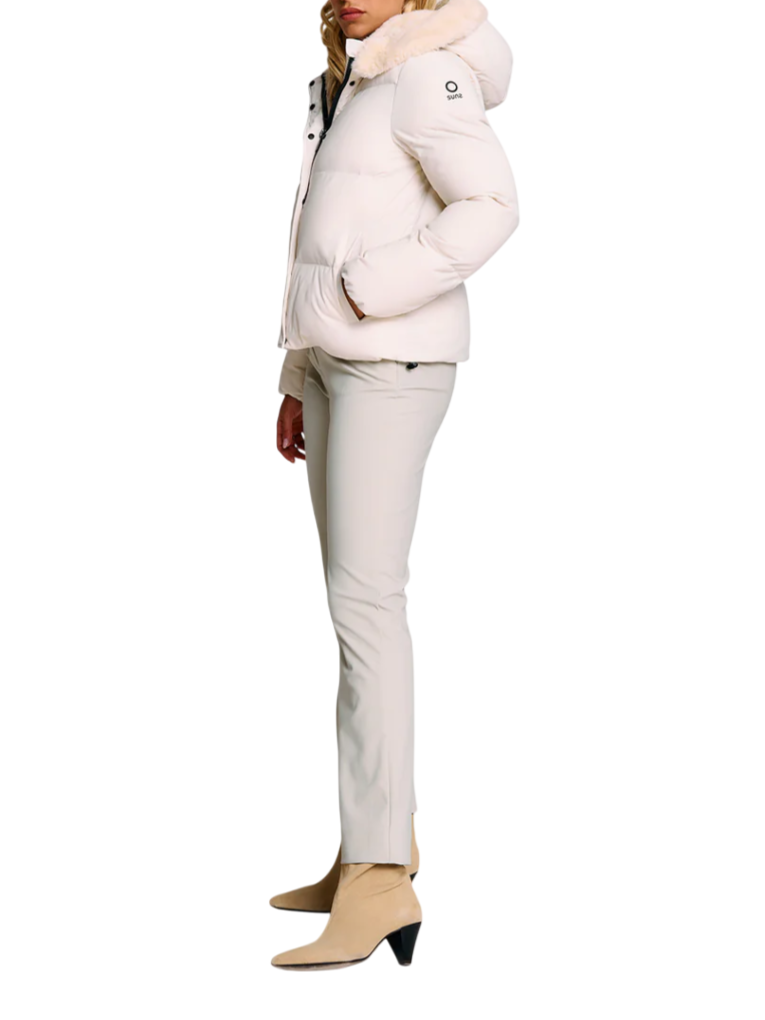 Suns piumino donna Ginan con ecopelliccia panna GBS63035D MILK SUNS
