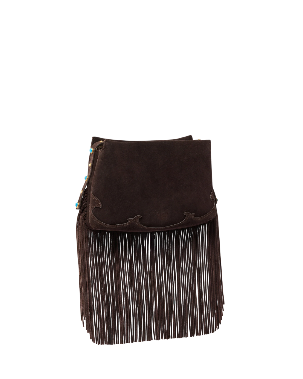 Pinko borsa a tracolla Triplet Mini in suede con frange marrone 106665-A0F6 M11P PINKO