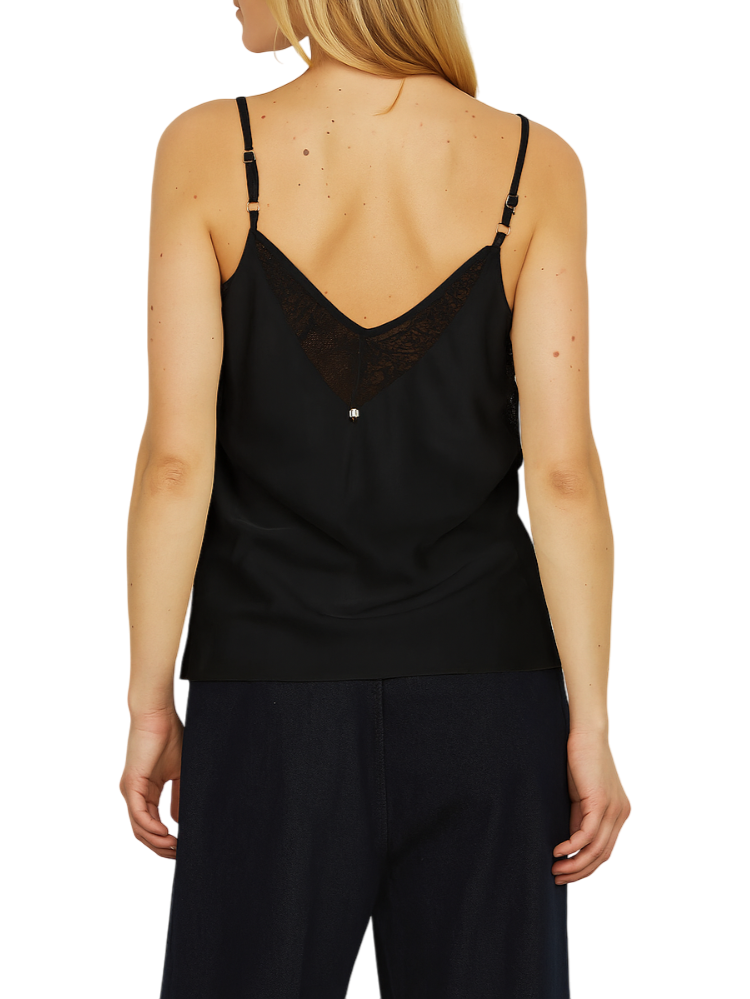 Relish top in raso Exigo con pizzo nero EXIGO 1199 RELISH