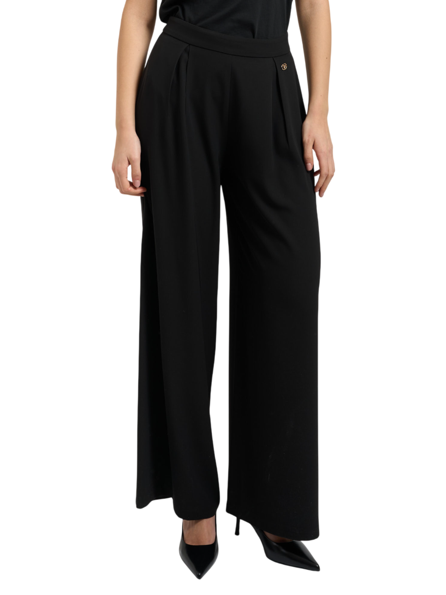 Yes Zee pantaloni palazzo con pinces nero P333-CB00 0801 YES-ZEE