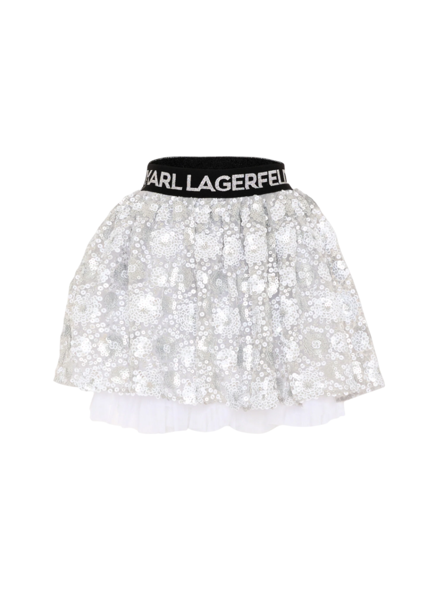 Karl Lagerfeld gonna corta bambina con ricami paillettes argento Z31118 GRIGIO CHIARO KARL LAGERFELD KIDS
