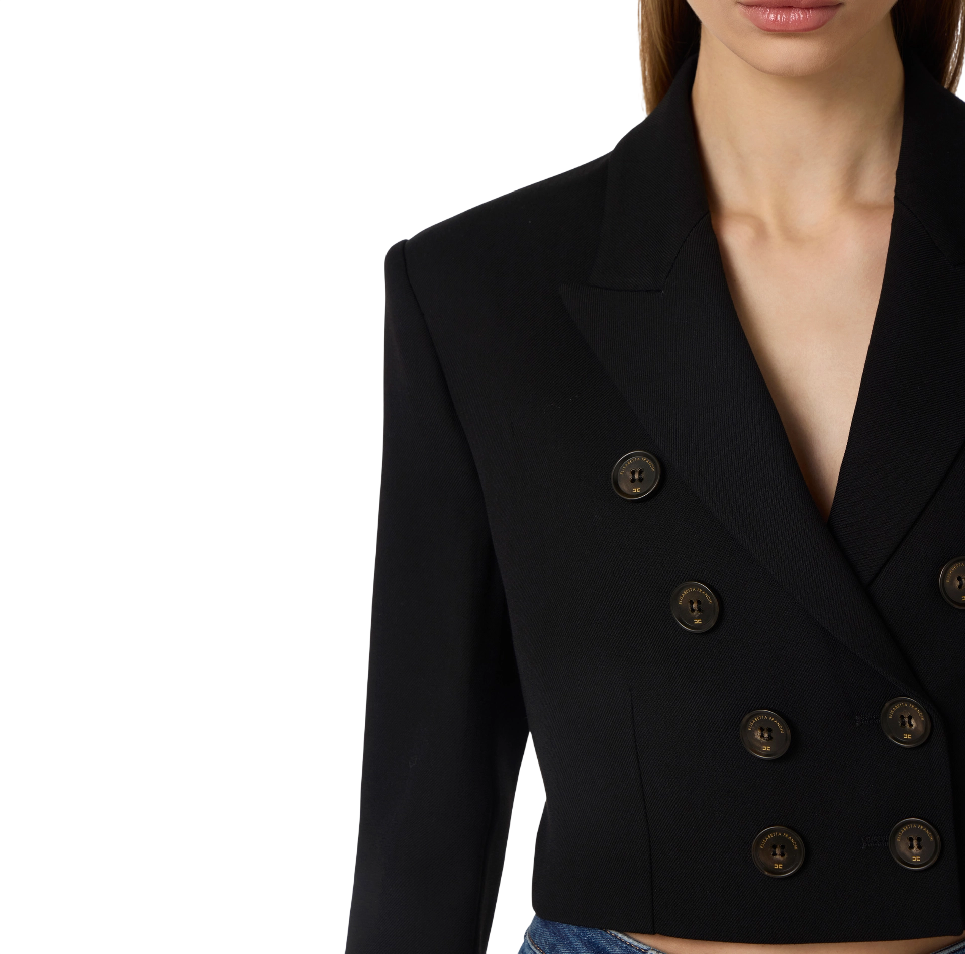 Elisabetta Franchi giacca crop doppiopetto donna nero GI22361 110 ELISABETTA FRANCHI