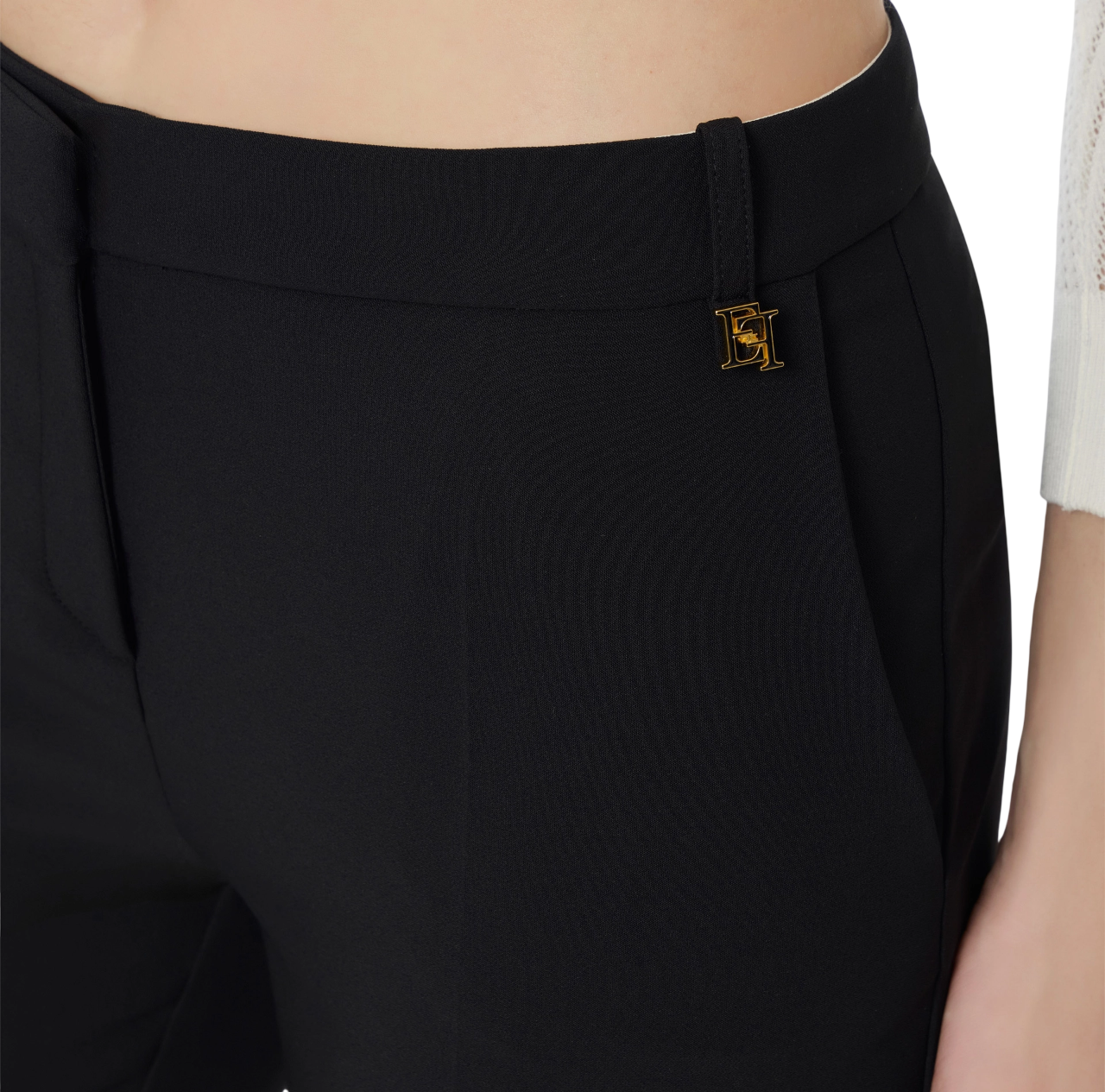 Elisabetta Franchi pantaloni slim in tessuto crepe nero PA16661 110 ELISABETTA FRANCHI