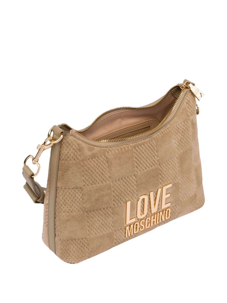 Love Moschino borsa a spalla in suede tortora JC4125PP0N-KB1 10A MOSCHINO LOVE