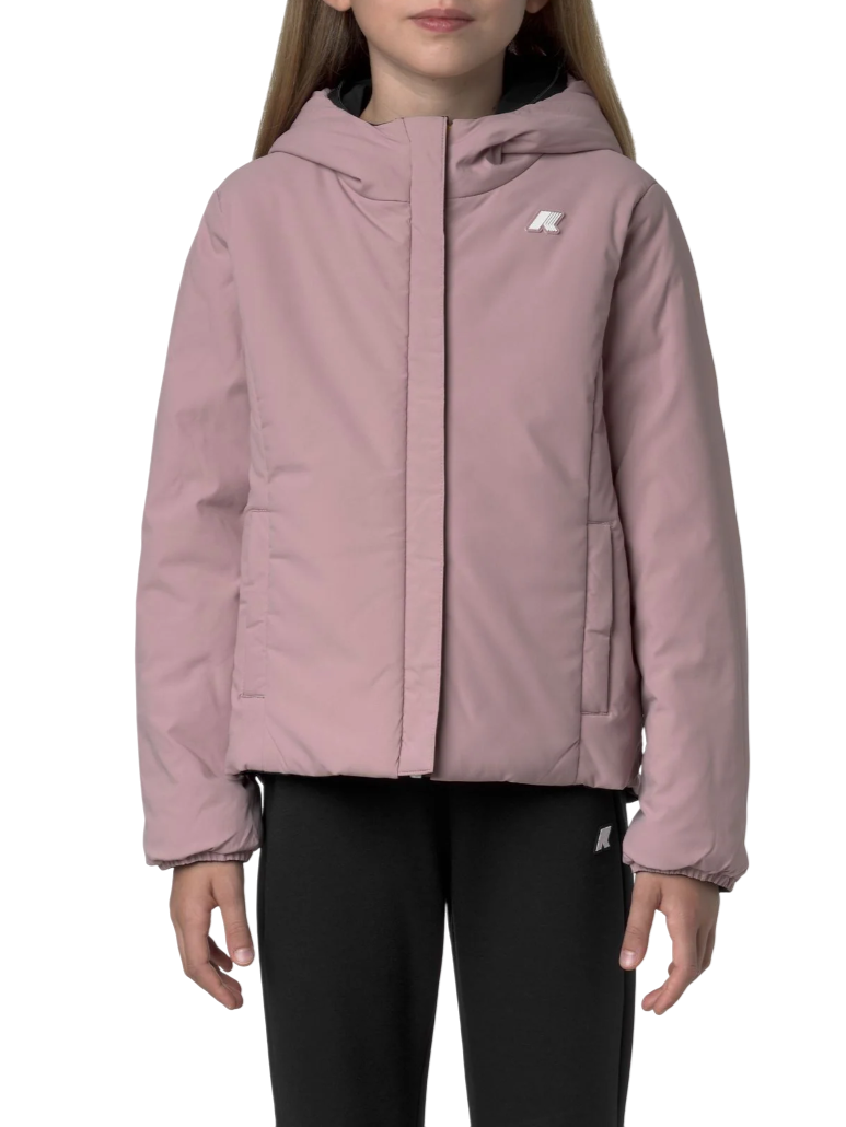 K-WAY piumino con cappuccio p.lily nero rosa K71339W BBM K-WAY