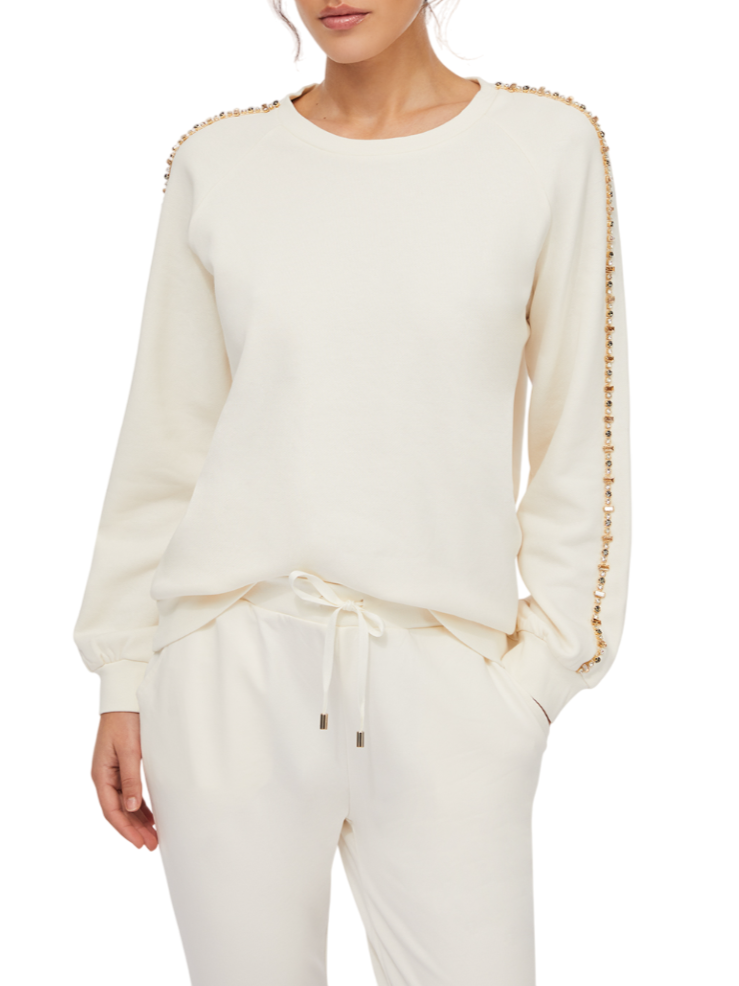 Liu Jo felpa donna con applicazioni gioiello panna TF5114FS321 10103 LIU JO