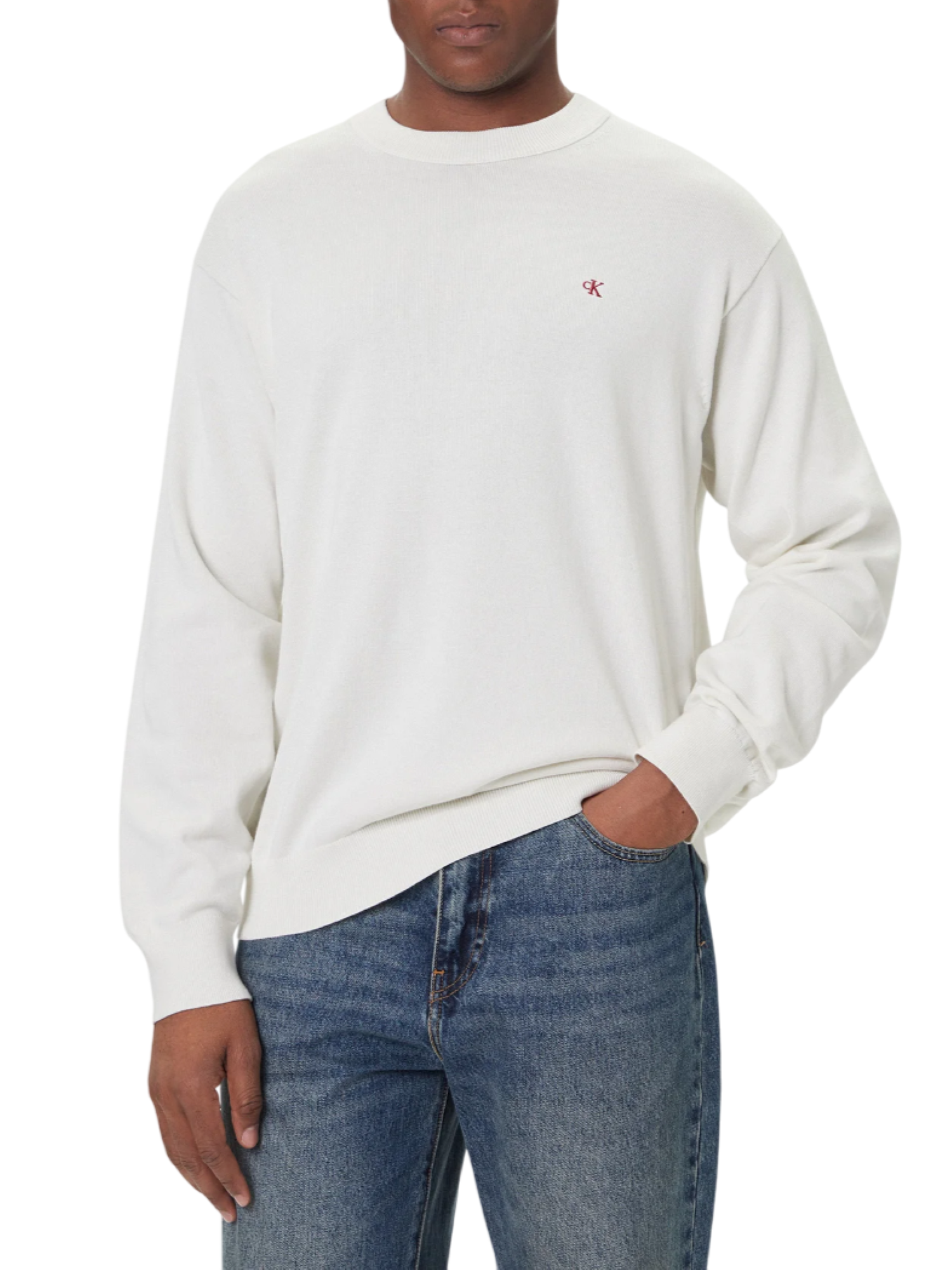 Calvin Klein Jeans maglia uomo con logo monogram panna LV04RC309G YAS Calvin Klein Jeans