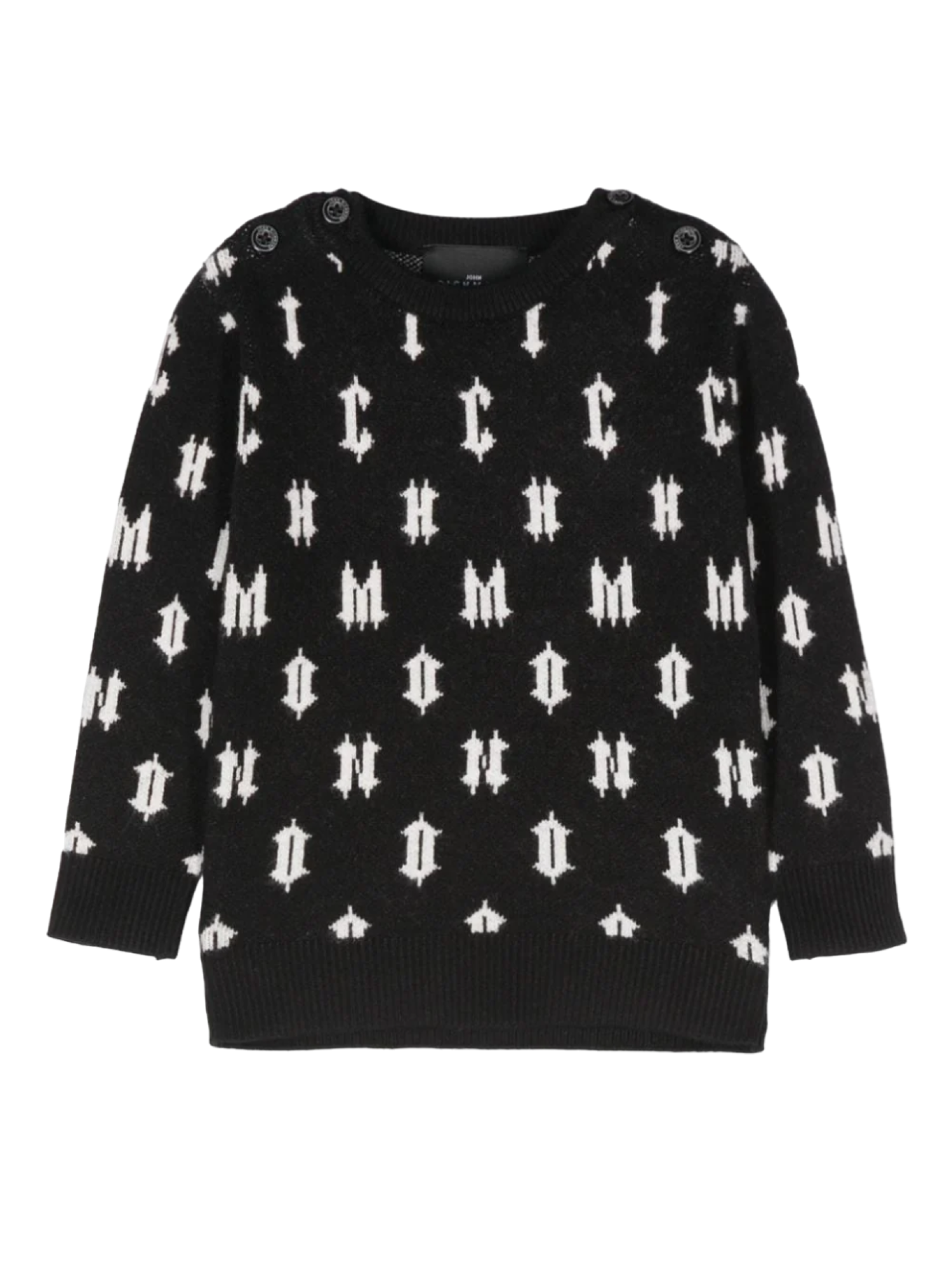 John Richmond maglia con logo jacquard all over nero RIA24033MA B.L.BK-O-W John RICHMOND