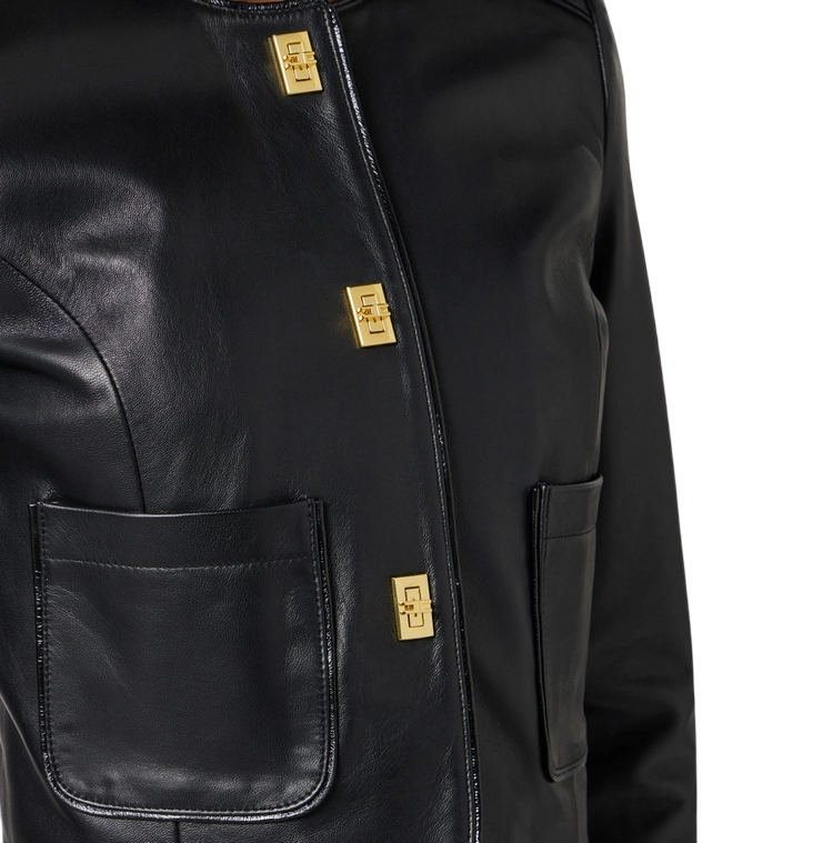 Elisabetta Franchi giubbino in pelle con bottoni gioiello nero GD52Z56E2 110 ELISABETTA FRANCHI