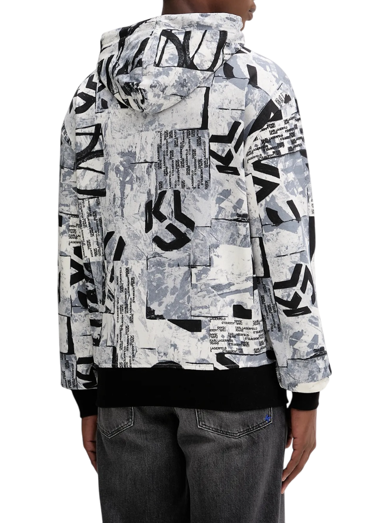 Karl Lagerfeld Jeans felpa uomo in fantasia grigio nero A4M20023 2AD KARL LAGERFELD