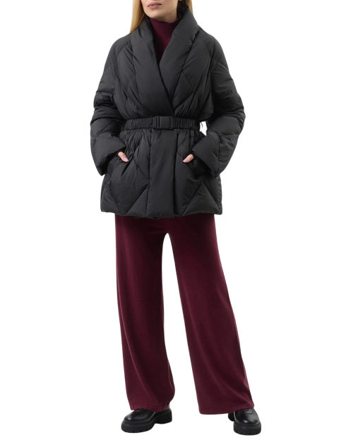 Vicolo piumino trapuntato con cintura nero TF0087 NERO VICOLO