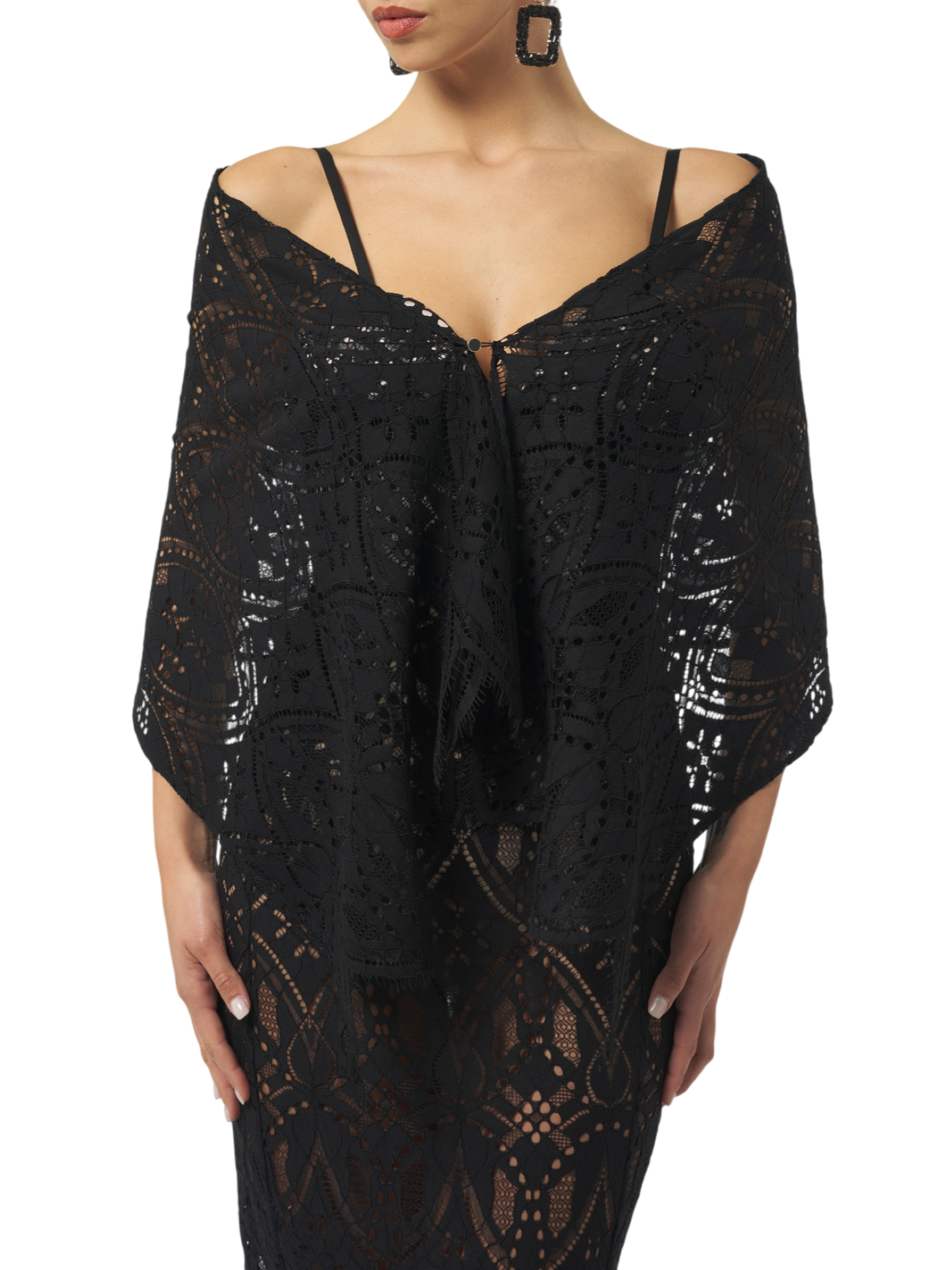 Silence stola donna Bloom in pizzo nero BLOOM LACE BLACK SILENCE