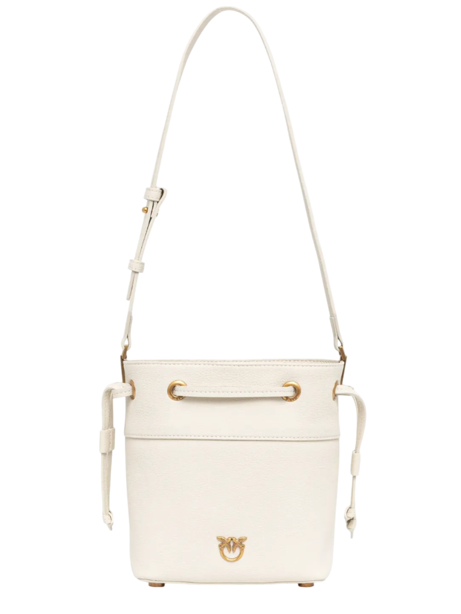 Pinko borsa a secchiello in pelle martellata bianco 104303-A29Q Z14Q PINKO