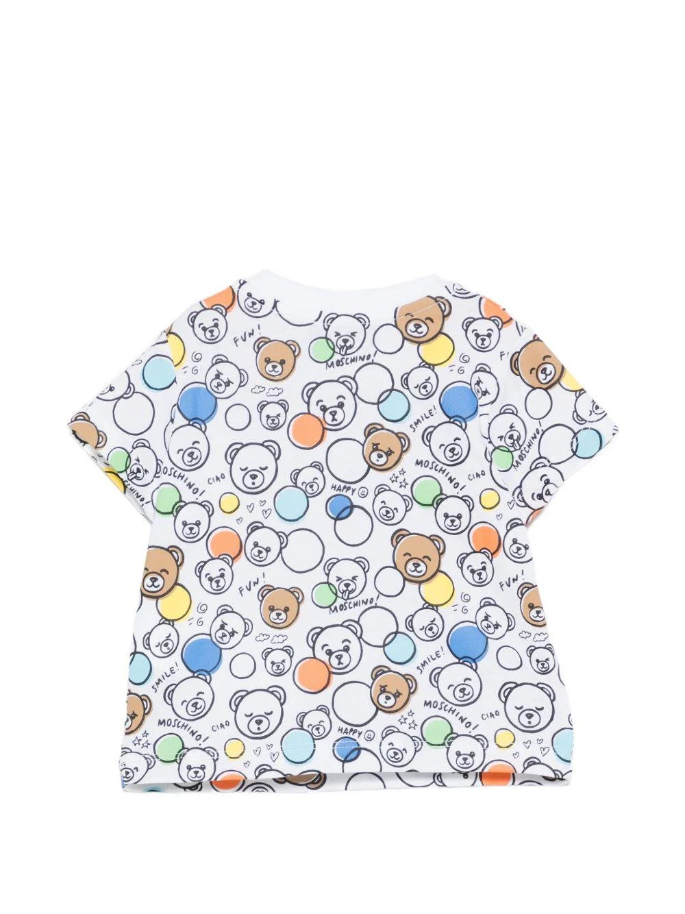 Moschino T-shirt neonato con stampa orsetti bianco multicolor MUM04R-LAB5A 83680 MOSCHINO