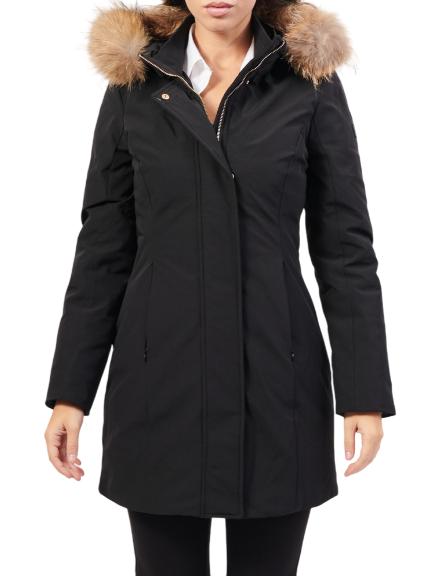 Yes Zee parka in softshell con ecopelliccia nero O075-NU00 0801 YES-ZEE