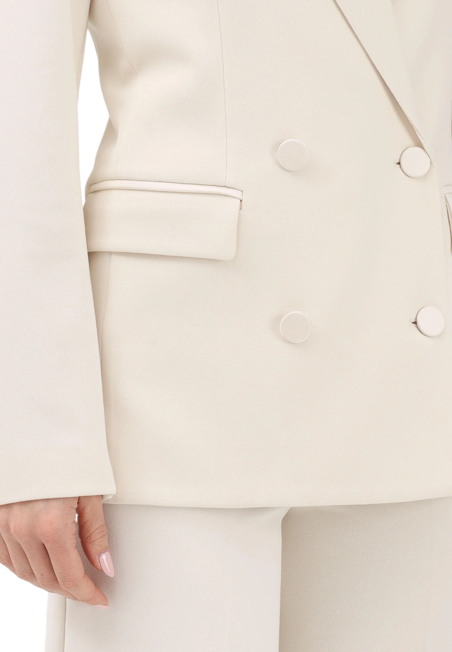 Vicolo giacca doppiopetto con dettagli satin bianco latte TAB0031 LATTE VICOLO