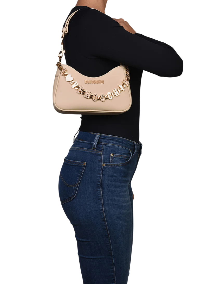 Love Moschino borsa in ecopelle con catenella logata beige chiaro JC4070PP1O-L17 12A MOSCHINO LOVE