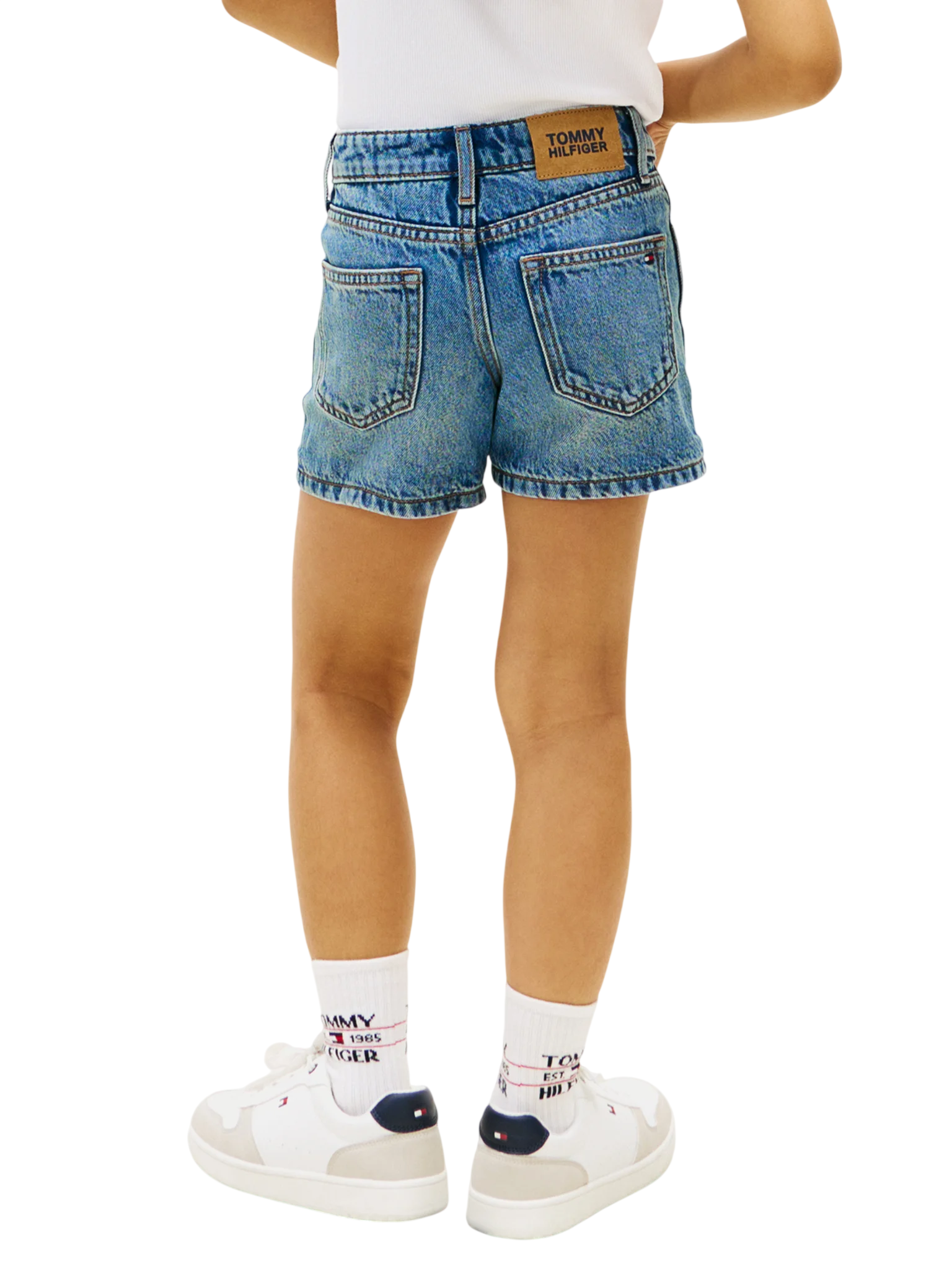 Tommy Hilfiger shorts bambina in denim lavaggio medio KG0KG09132 1A4 Tommy Hilfiger