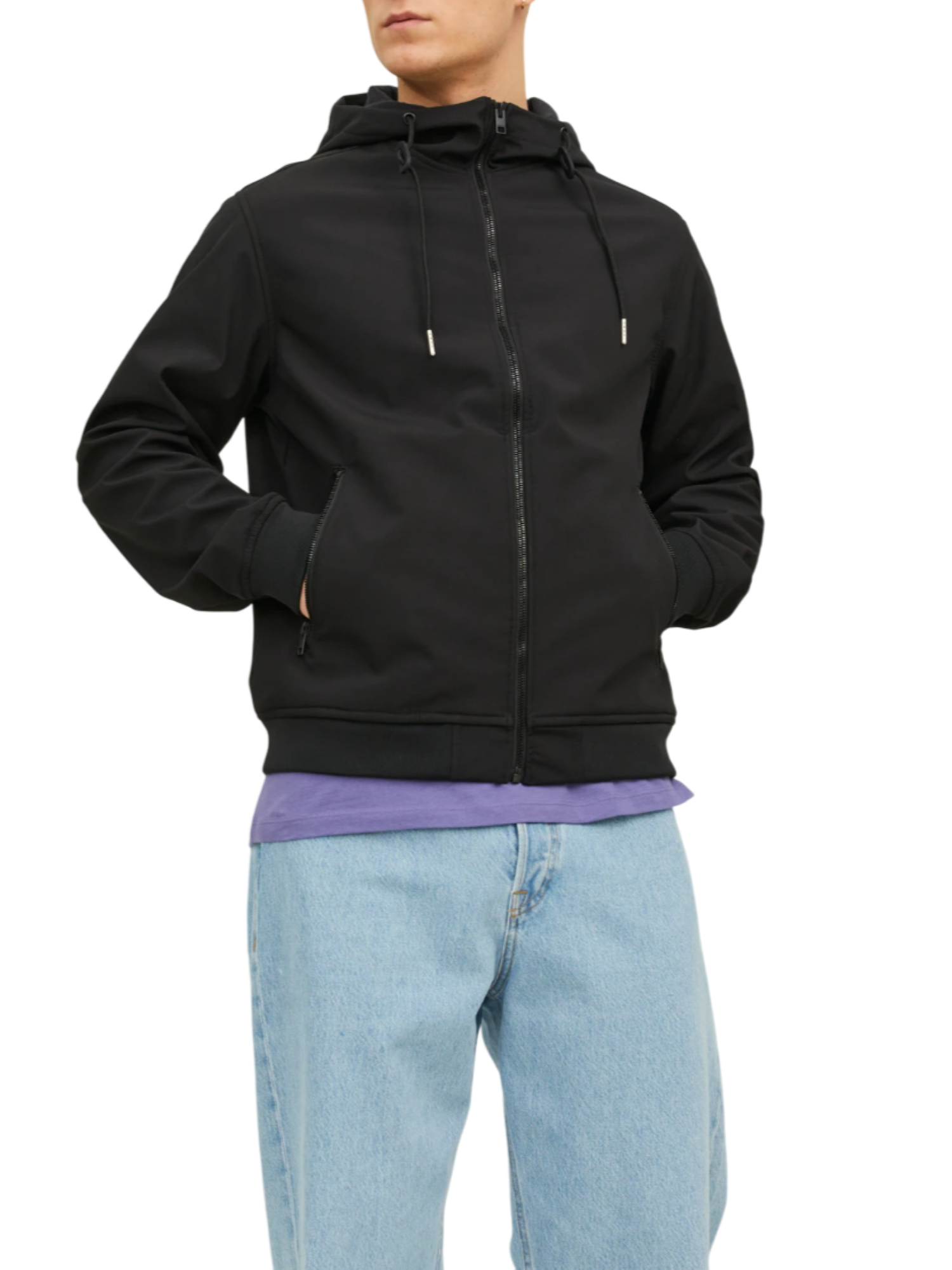 Jack&Jones giubbino uomo con cappuccio nero 12236300 BLACK JACK&JONES