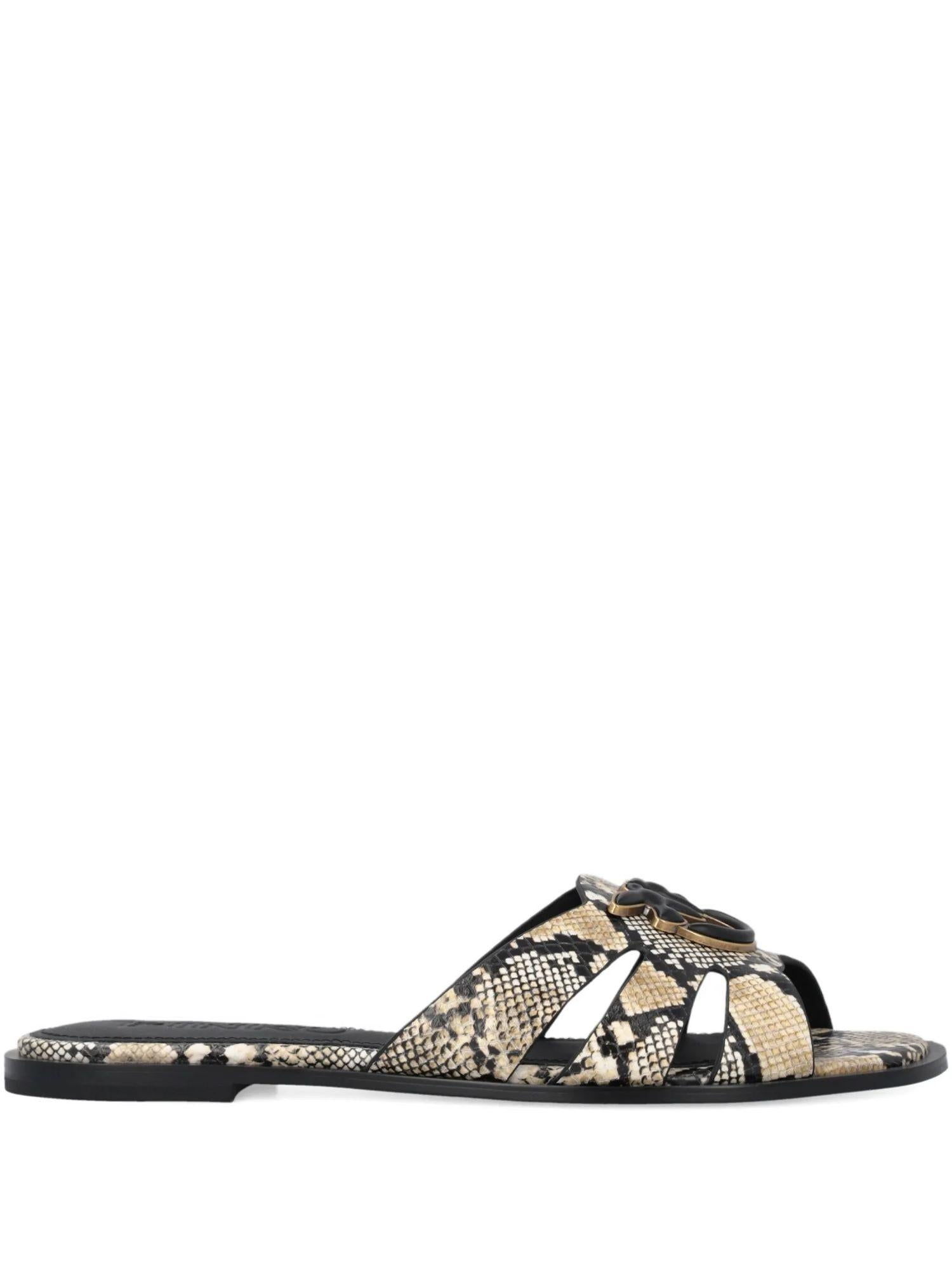 Pinko ciabatta Milly in fantasia pitonata beige nero SD0463P042 I93 PINKO