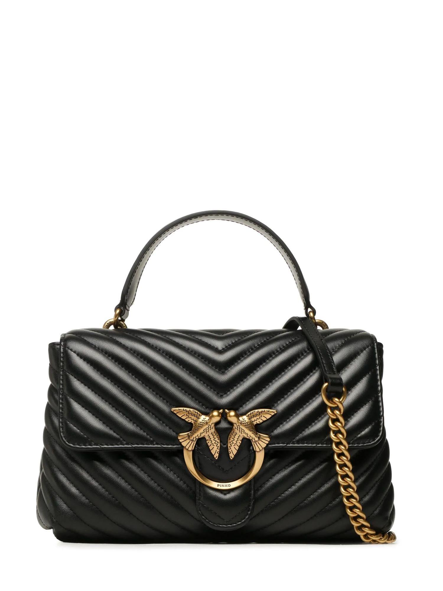 Pinko borsa Love Lady Puff Classic chevron nero oro 100043-A0GK Z99Q PINKO