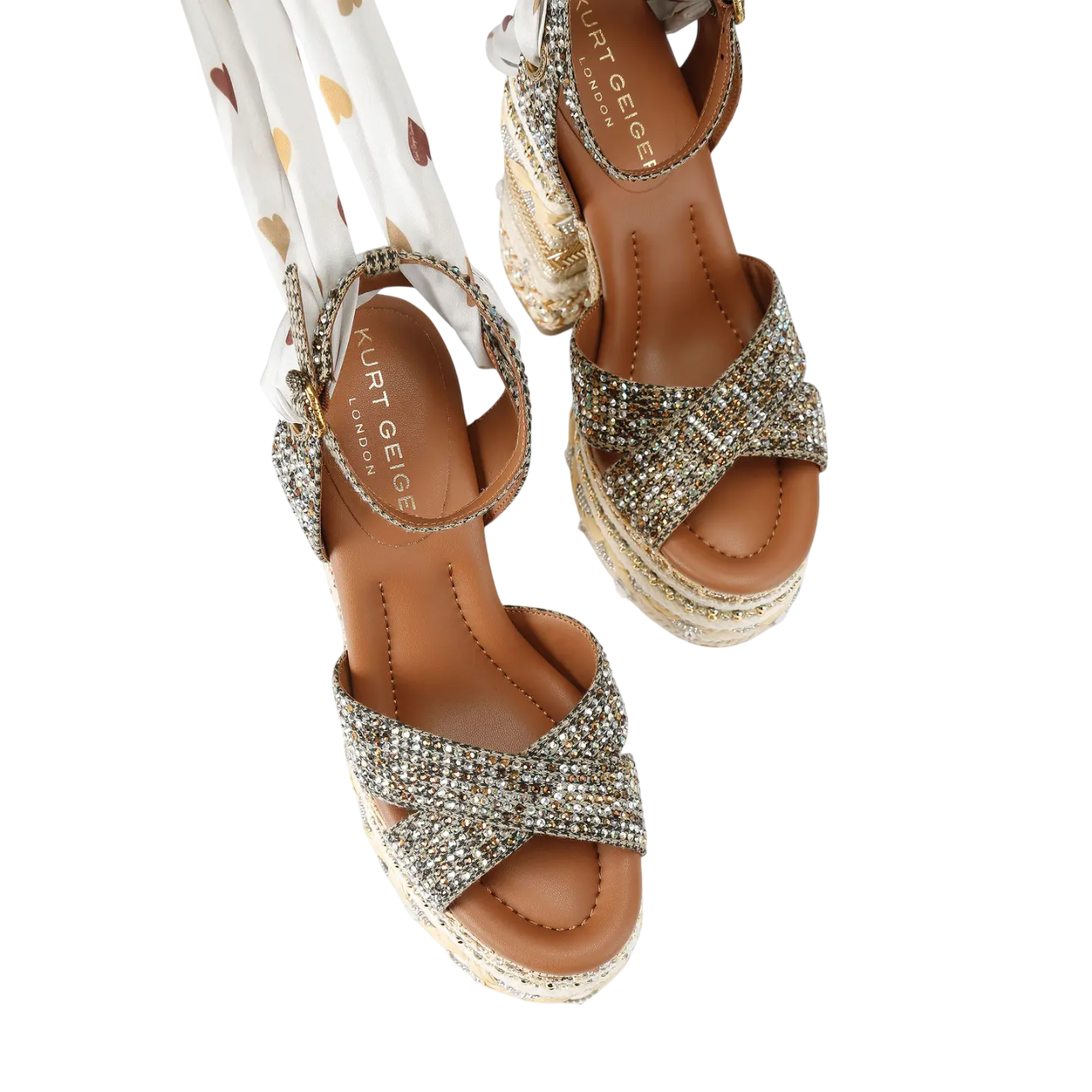 Kurt Geiger sandali alti Chelsea Scarf Platform con applicazioni gioiello beige 4352443609 BEIGE KURT GEIGER