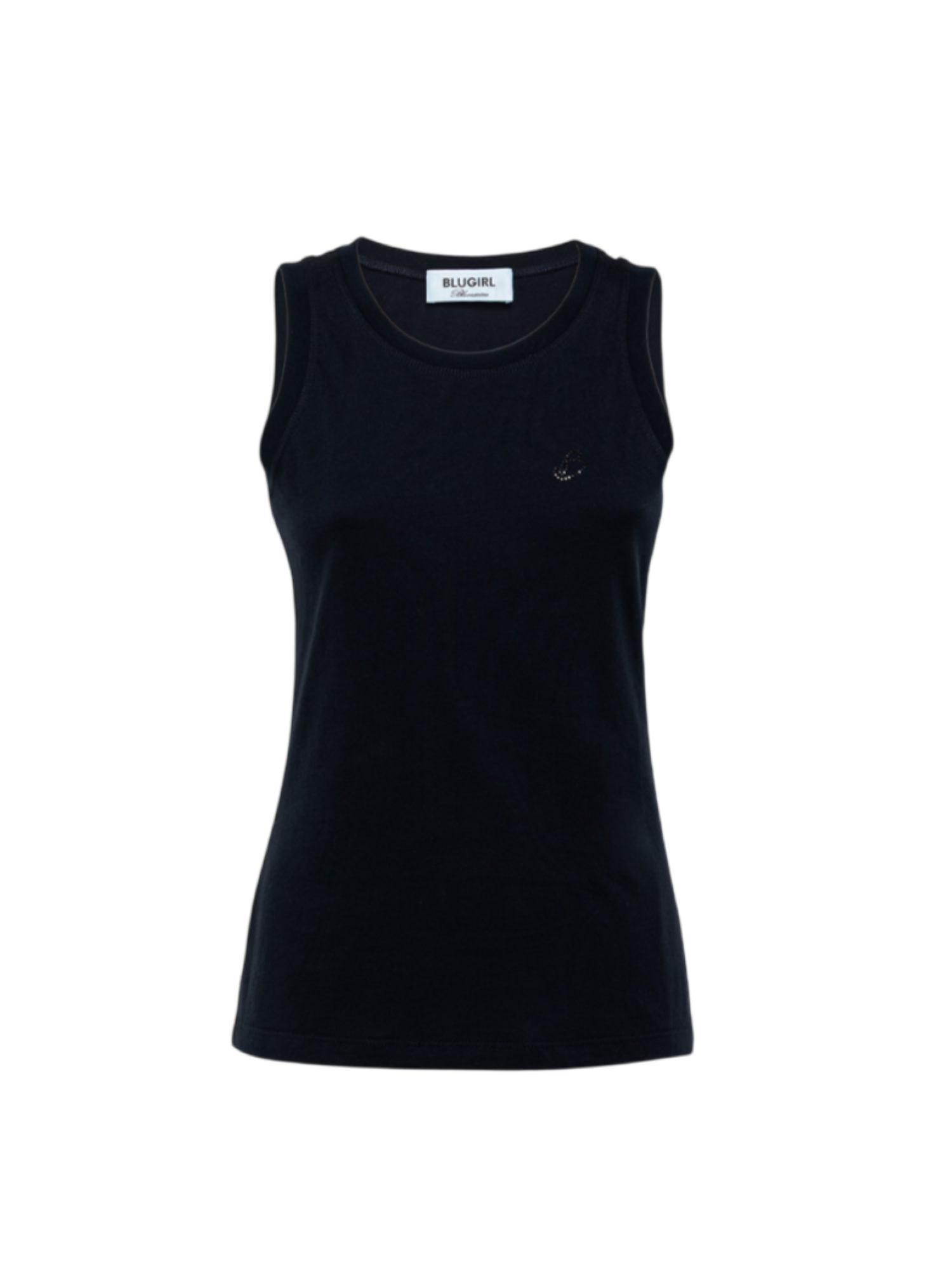 Blugirl canotta in jersey con logo strass blu scuro RA6044J3841 94713 BLUGIRL