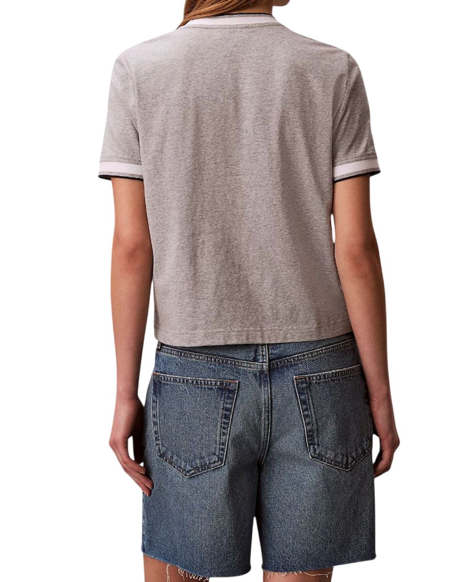 Calvin Klein Jeans T-shirt manica corta con profili in contrasto grigio melange LV047F226G P79 Calvin Klein Jeans