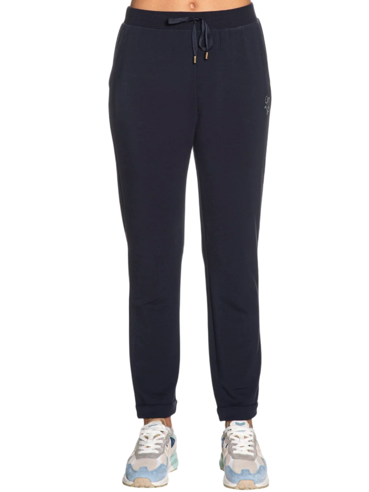 Liu Jo pantaloni joggers con logo strass blu TA6081JS869 93924 LIU JO