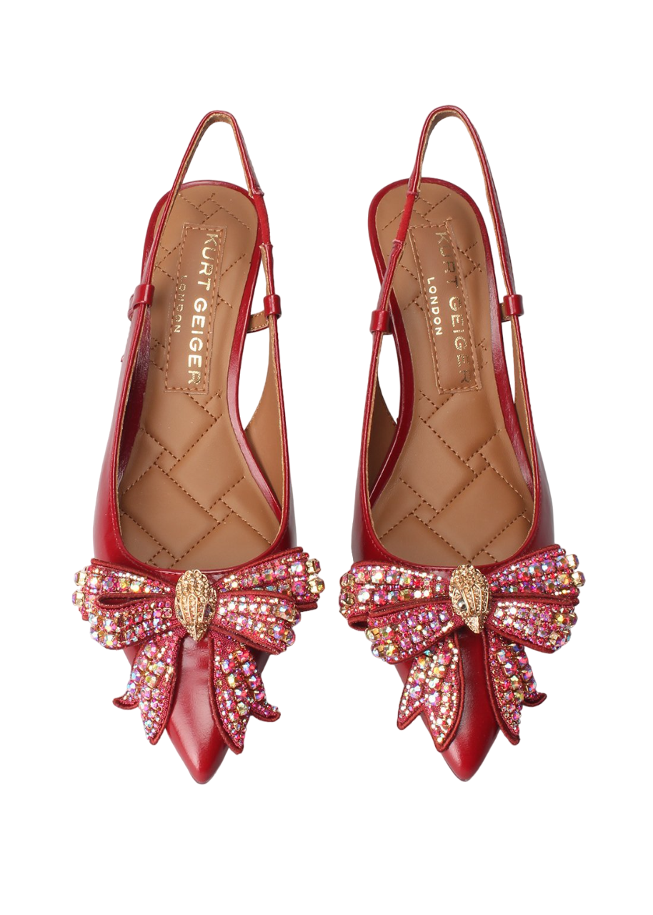 Kurt Geiger decollete slingback in vernice con fiocco bordeaux 0621750309 RED KURT GEIGER