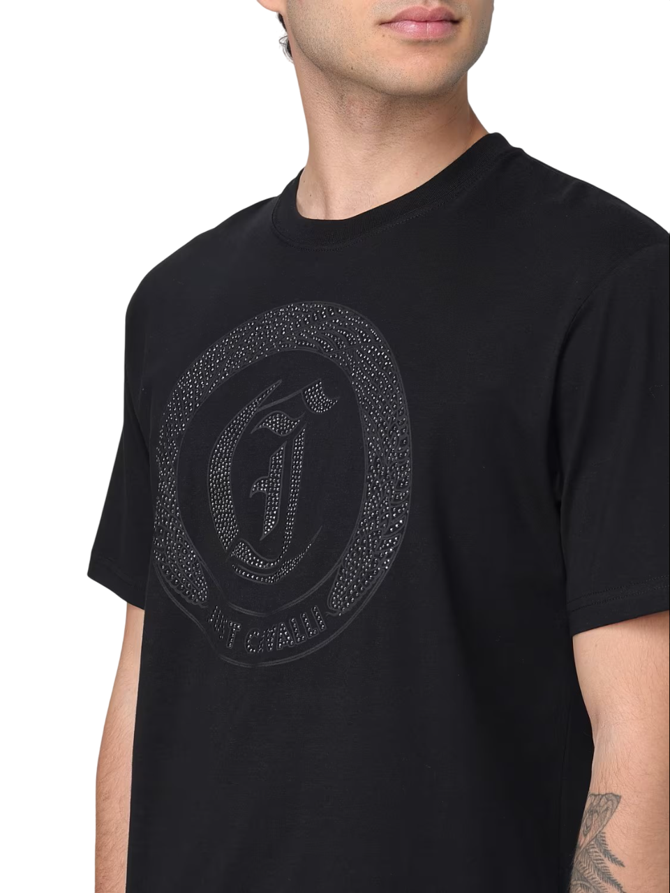 Just Cavalli T-shirt maniche corte con logo strass nero 78OAHE22-CJ110 899 JUST CAVALLI