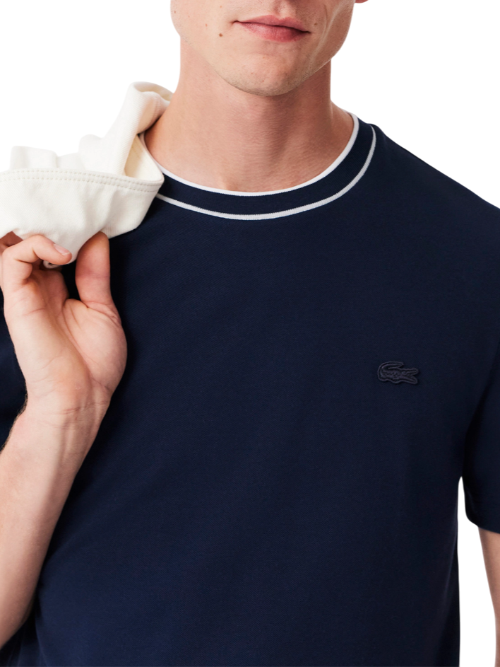 Lacoste T-shirt in piquè con colletto a righe blu TH8174 166 LACOSTE