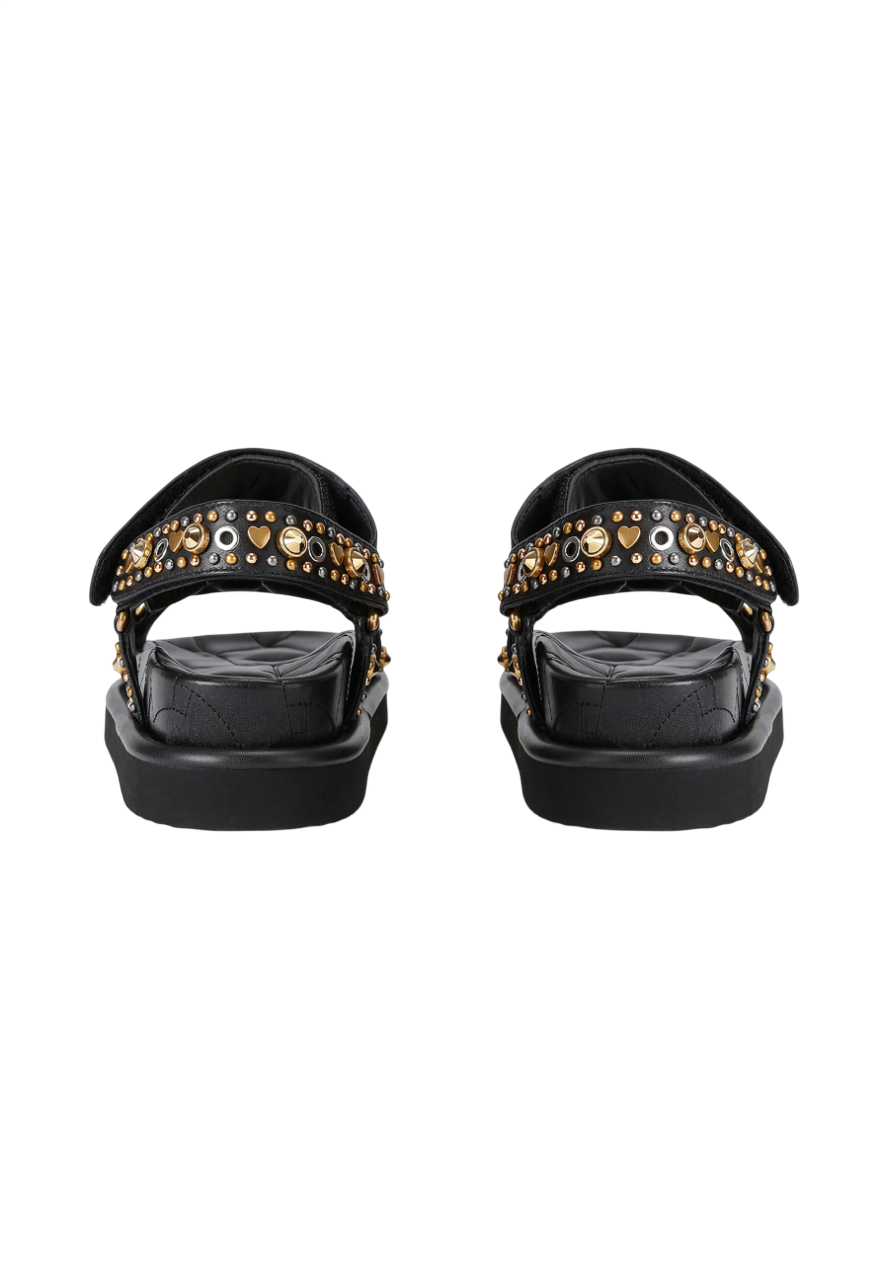 Kurt Geiger sandali donna in pelle Orson con borchie e strass nero 4461609309 BLACK KURT GEIGER