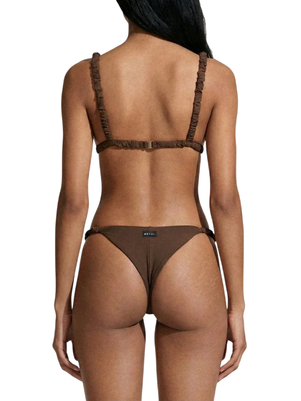 Me Fui bikini triangolo e slip con arricciature marrone MF26-SW1909 BN ME FUI