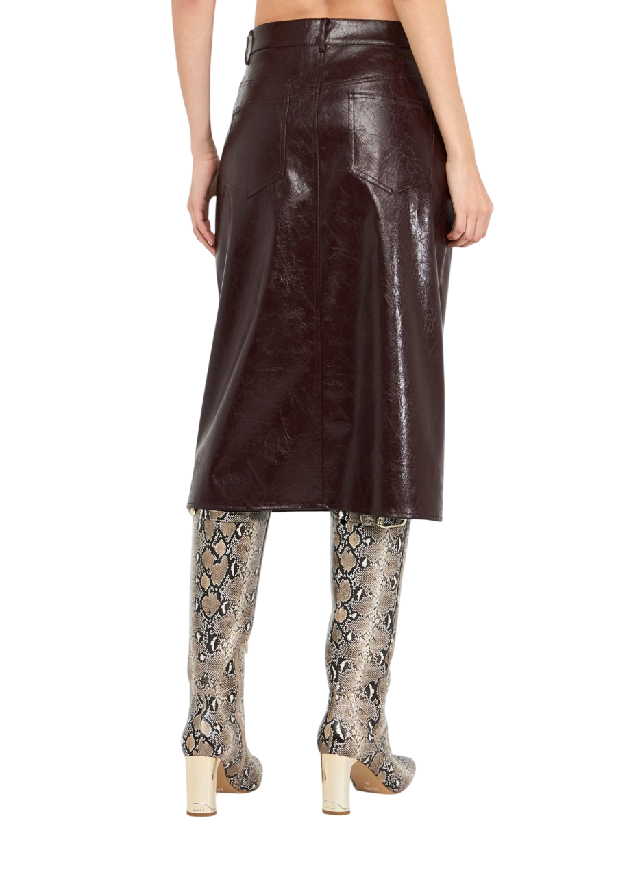 Liu Jo gonna midi in ecopelle spalmata borgogna UF5232E1038 X0722 LIU JO