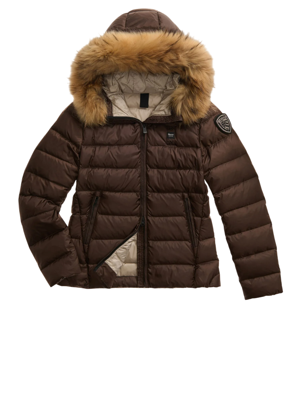 Blauer piumino donna Arcadia con cappuccio marrone 25WBLDC03099-006047 365EI BLAUER