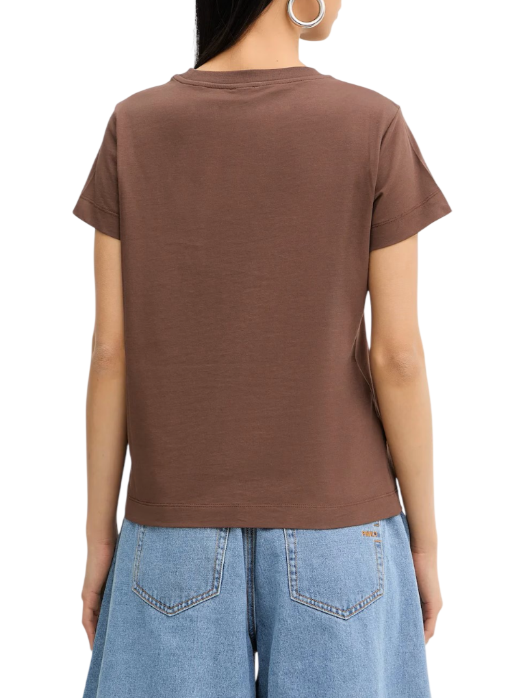 Pinko T-shirt manica corta Basico con logo marrone 100373-A34F L78 PINKO