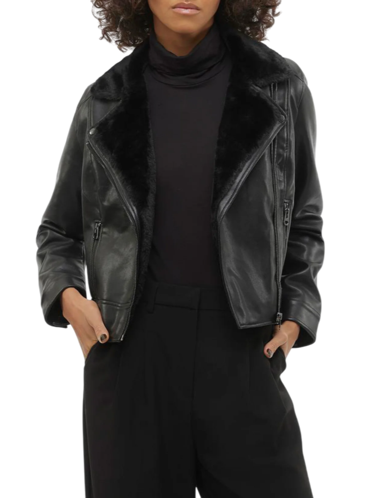 Vero Moda giubbino biker in ecopelle Hailey nero 10250405 BLACK VERO MODA