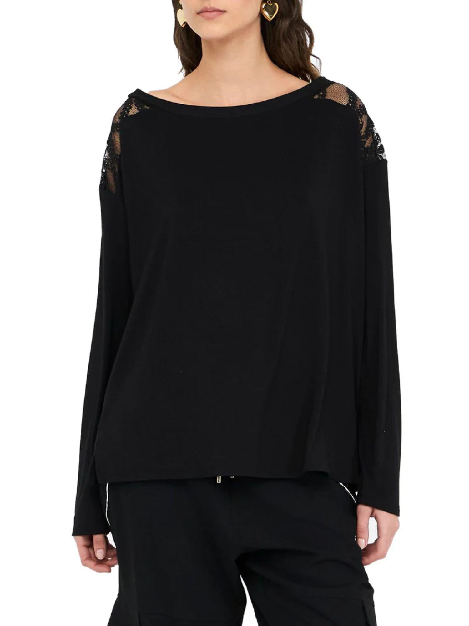 Liu Jo T-shirt manica lunga con pizzo nero TF5186JS360 A3370 LIU JO