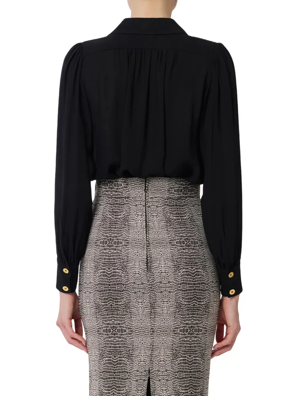Elisabetta Franchi camicia in georgette con collana nero CA12356E2 110 ELISABETTA FRANCHI