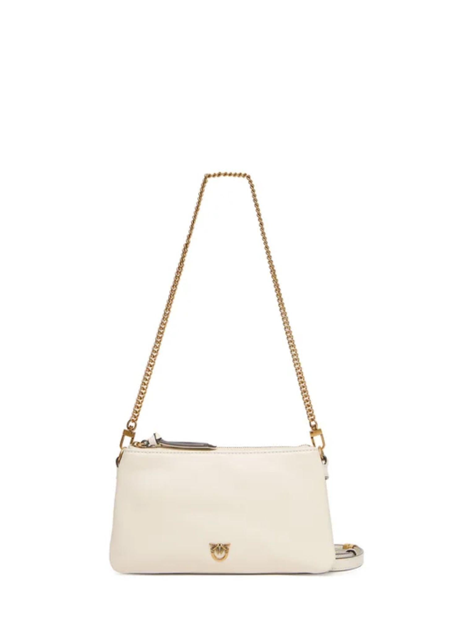 Pinko borsa Double Mini in pelle bianco 105359-A0QO Z14Q PINKO