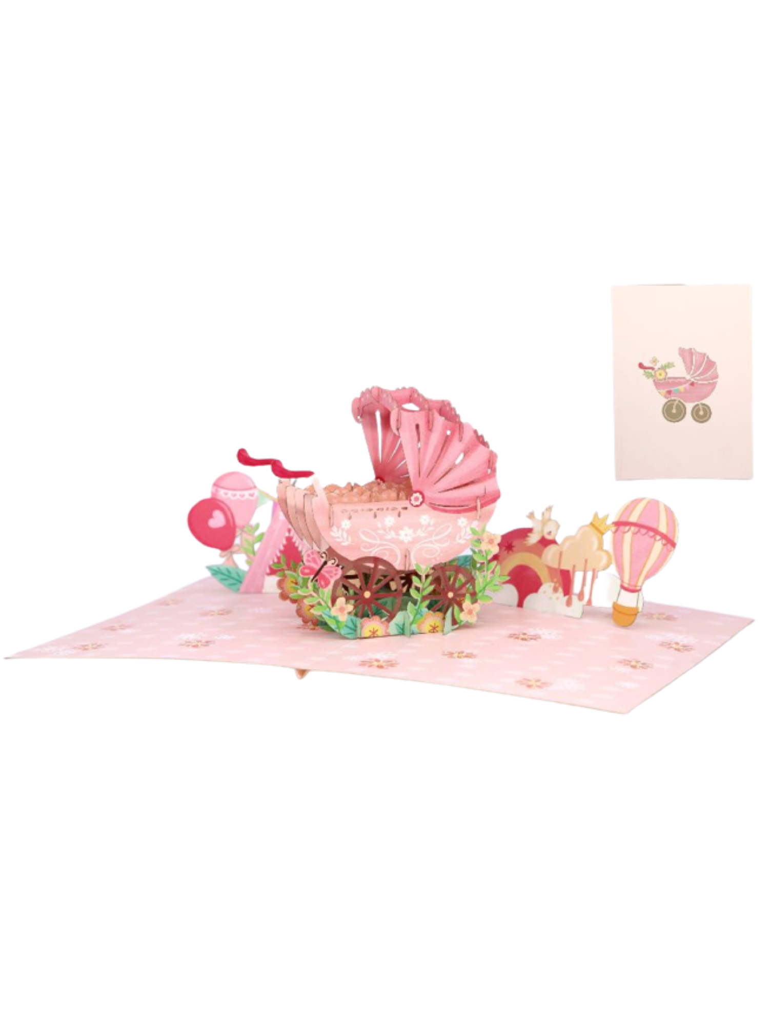 Origamo biglietto di auguri pop up per nascita bambina KN157 BABY GIRL ORIGAMO