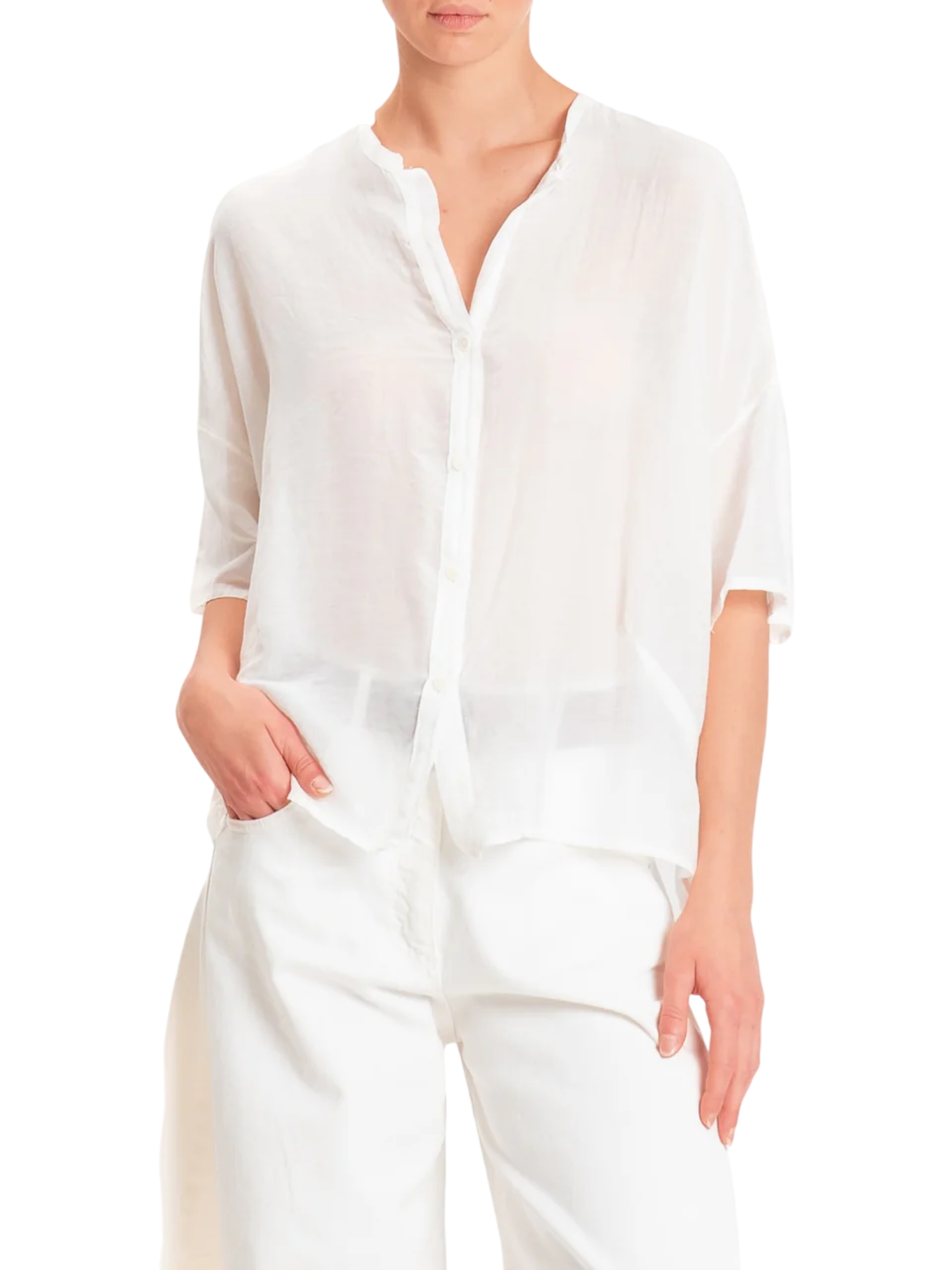 Vicolo camicia donna misto seta bianco latte TAB0670 LATTE VICOLO