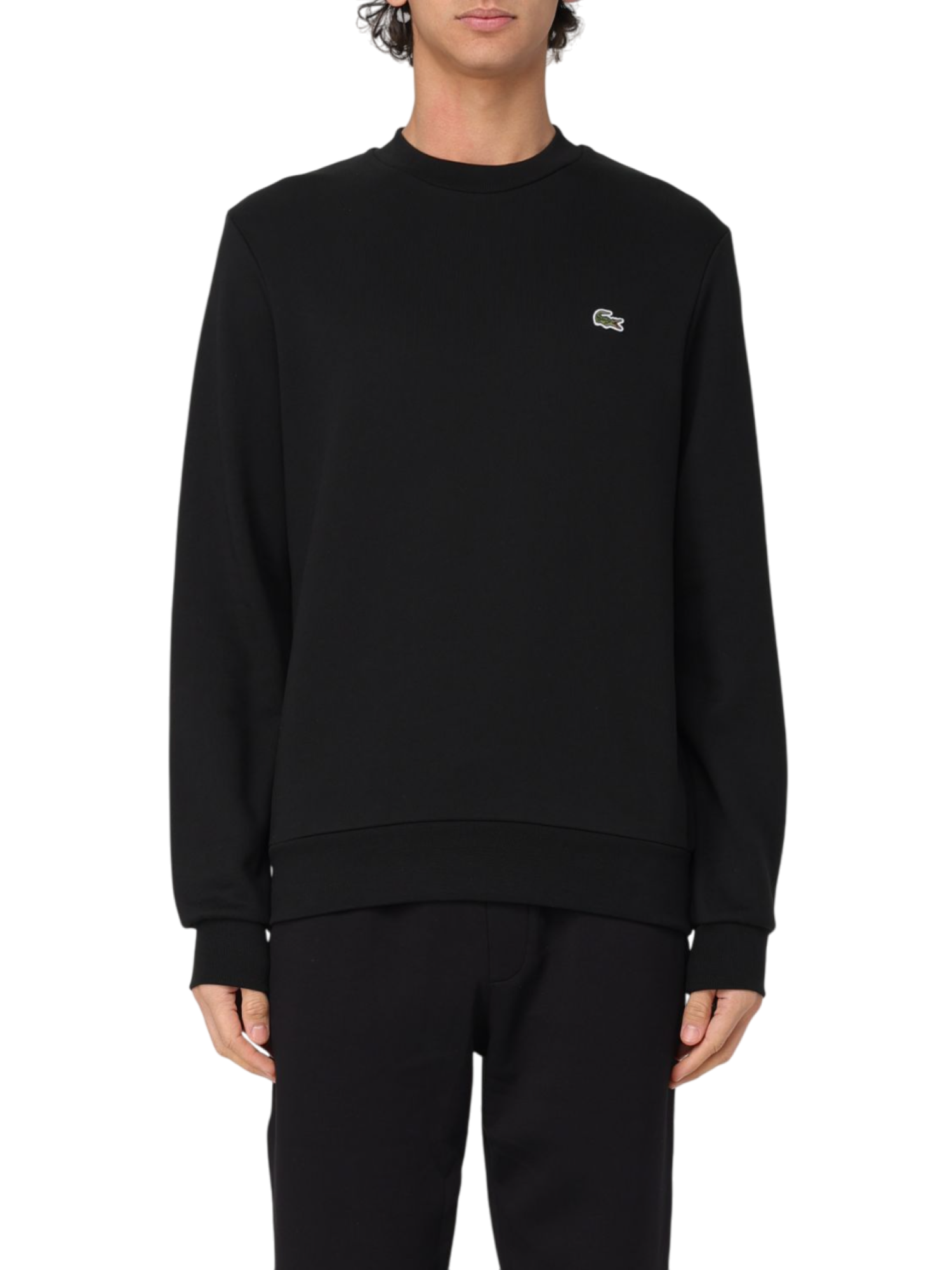 Lacoste felpa girocollo in cotone nero SH9801 031 LACOSTE