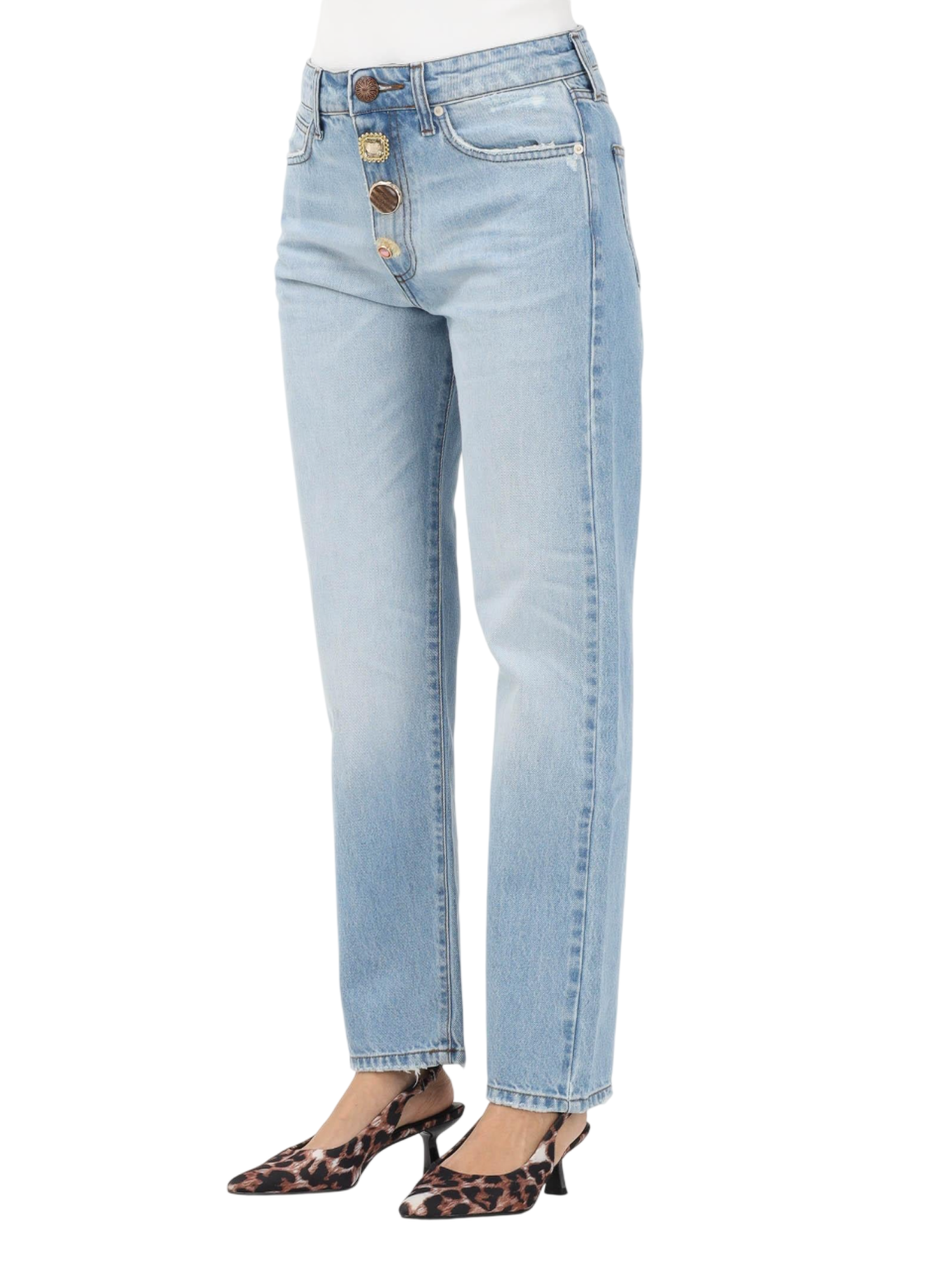 Vicolo jeans Zoe slim con bottoni gioiello lavaggio blu DAB5106 LAV.CHIARO VICOLO