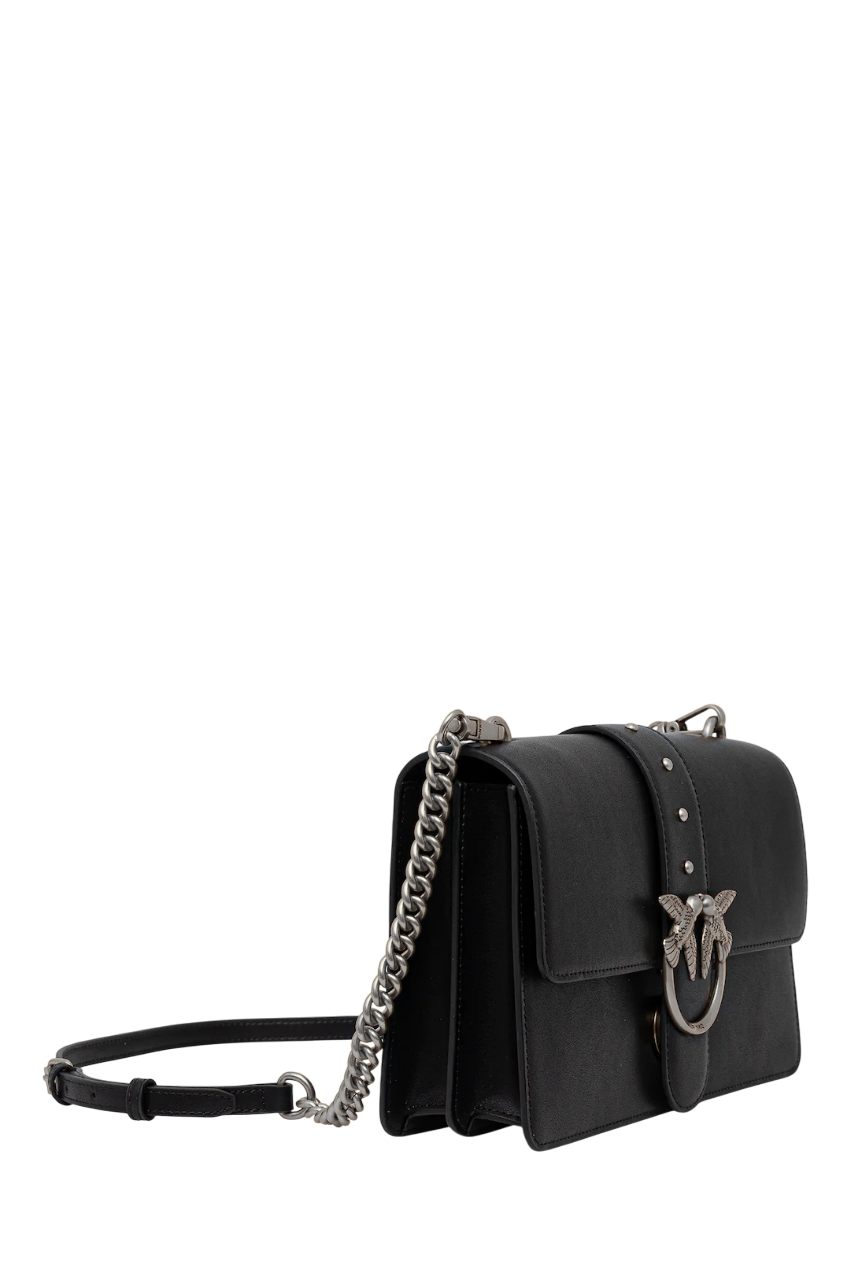 Pinko borsa a tracolla Love One Classic in pelle nero argento 105857-A0F1 Z99O PINKO